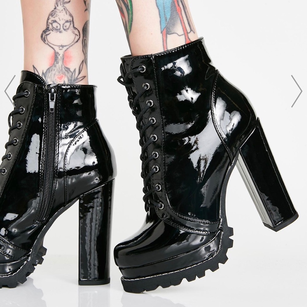 Dolls Kill Black Lace Up Boots